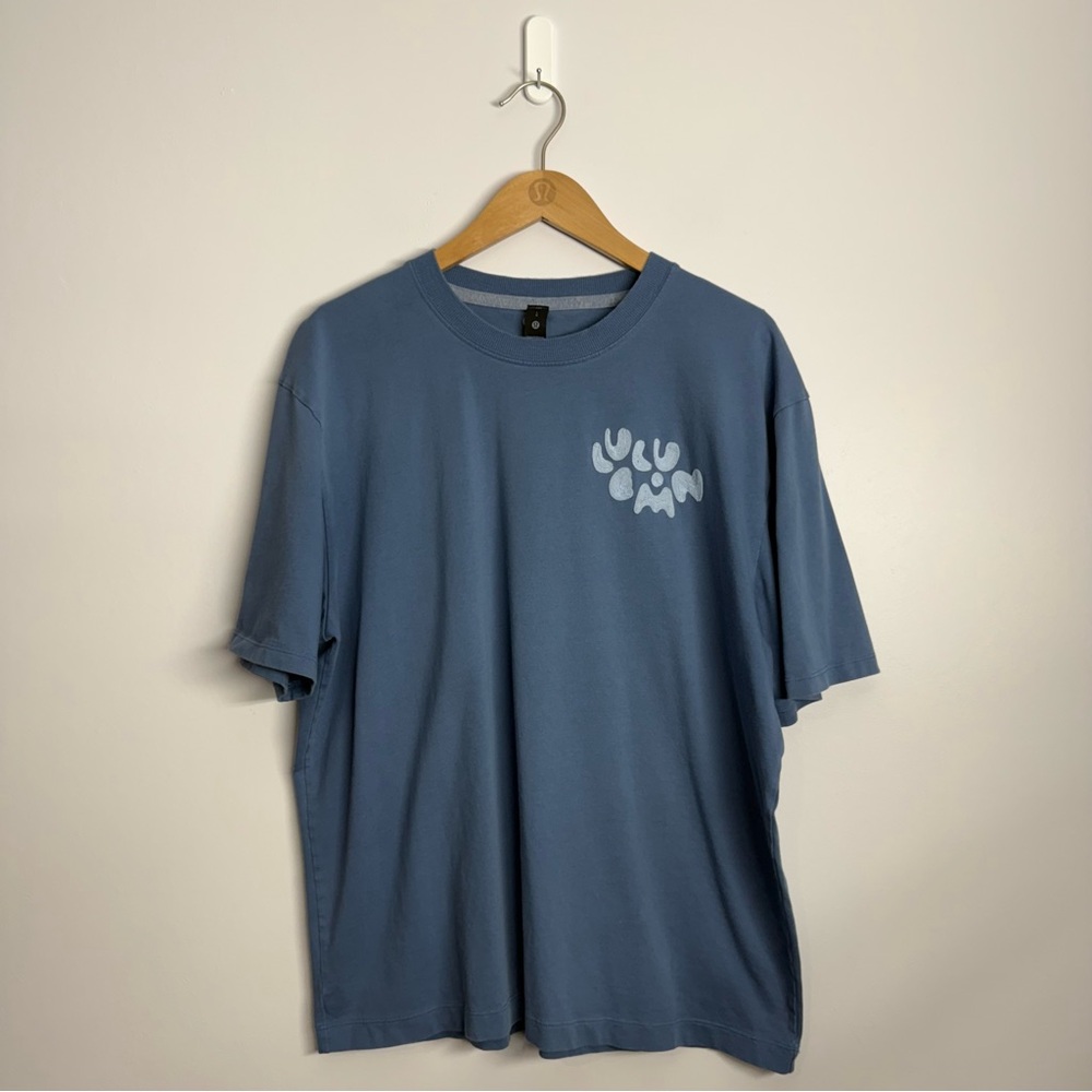 Lululemon Heavyweight Cotton Jersey T-Shirt *Embroidered Oasis Blue Size Large